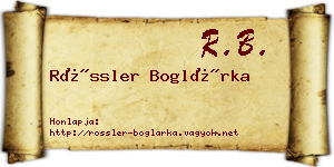 Rössler Boglárka névjegykártya